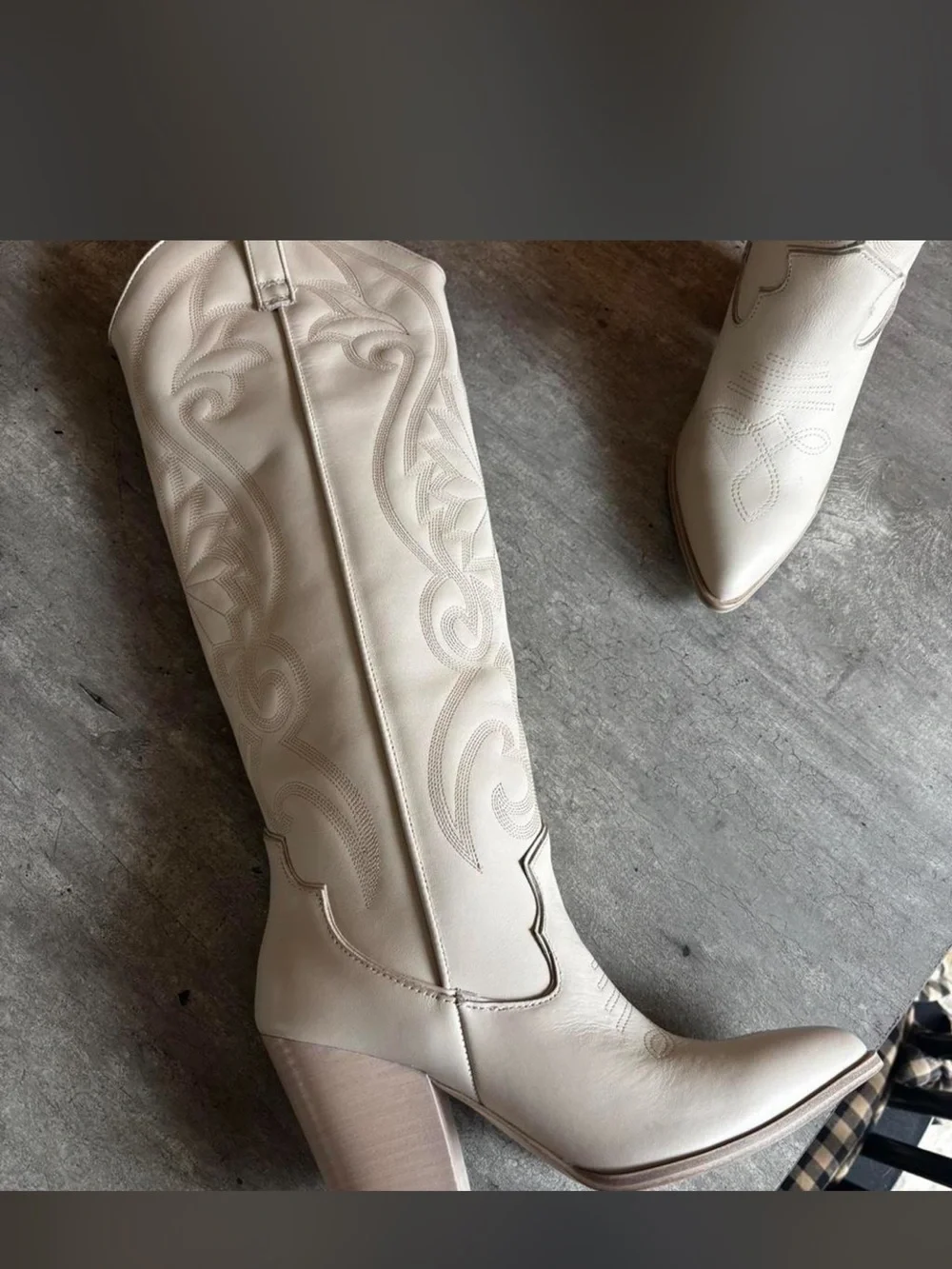 BRAND NEW LASSO Steve Madden Cream Over-the-Knee Embroidered Western Boots